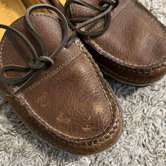 Quoddy Grizzly Tumbled Brown Leather Vibram Sole Moccasins Size 9.5 - Picture 2 of 6